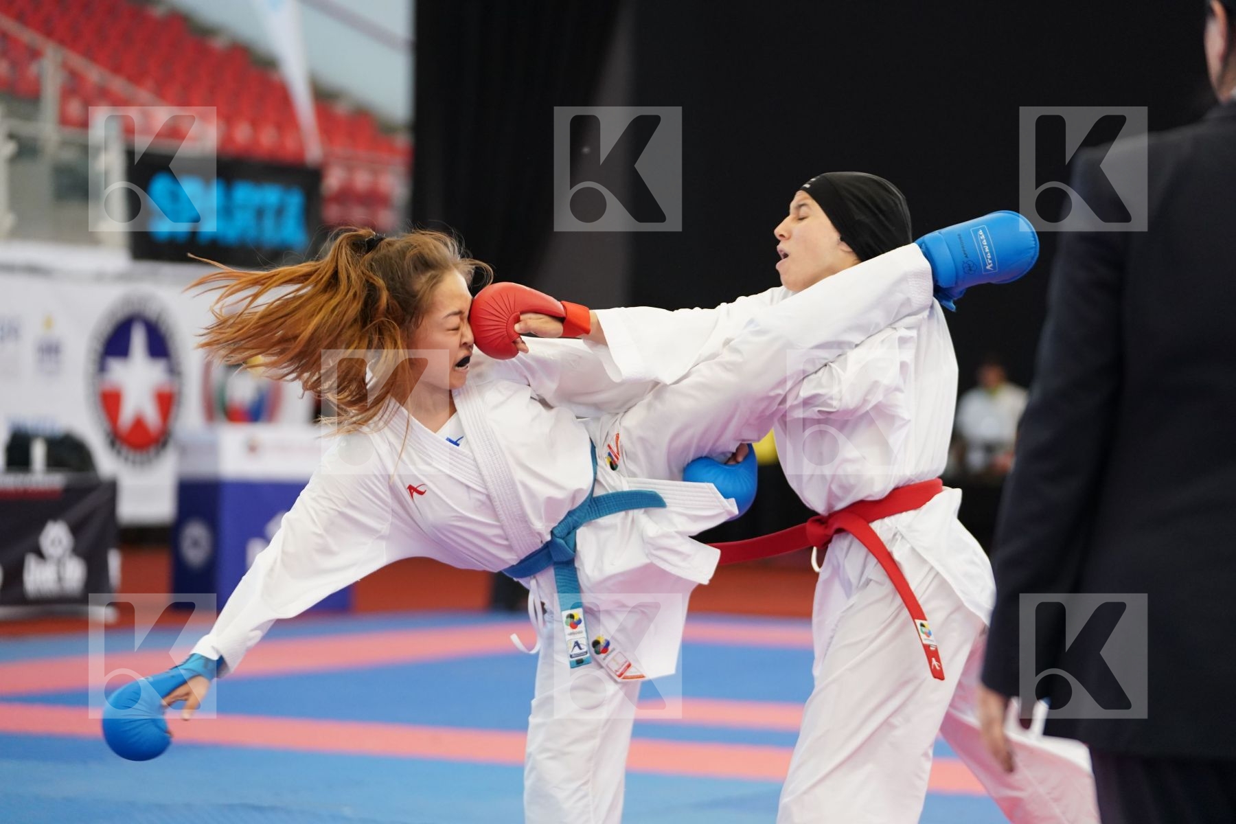ELGEWILY YASMIN NASR (EGYPT) vs GRIGOREVA ELIZAVETA (RUSSIAN FEDERATION) in Junior Kumite Female -48 Kg - Podium ceremony