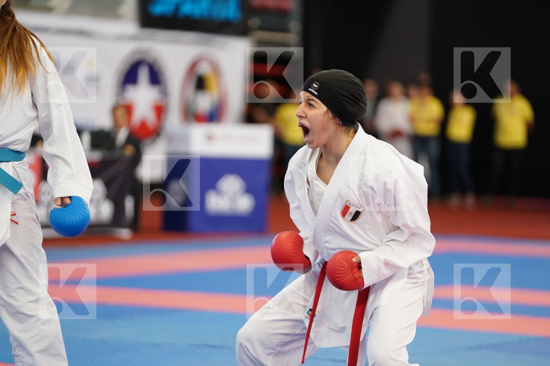 ELGEWILY YASMIN NASR (EGYPT) vs GRIGOREVA ELIZAVETA (RUSSIAN FEDERATION) in Junior Kumite Female -48 Kg - Podium ceremony
