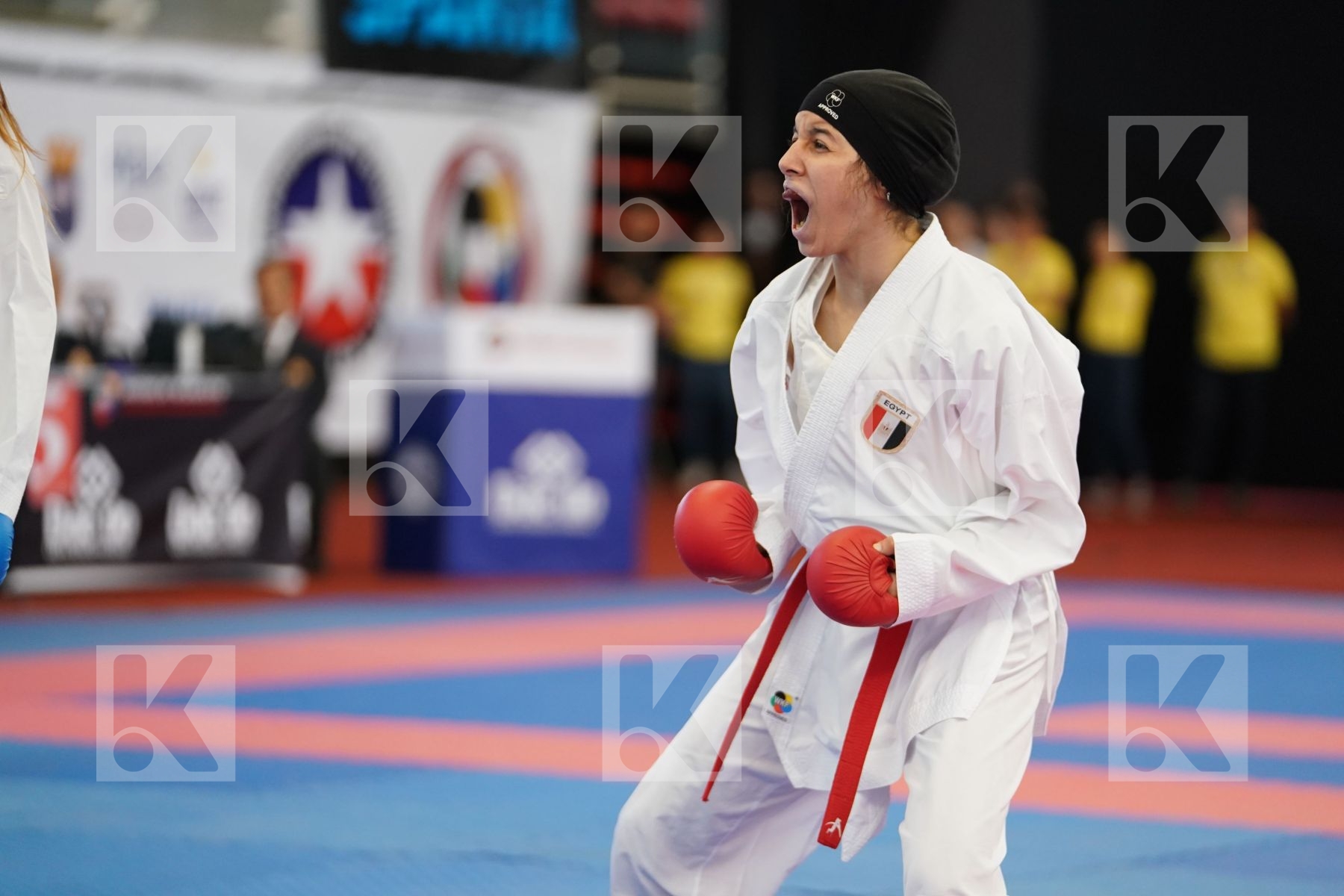 ELGEWILY YASMIN NASR (EGYPT) vs GRIGOREVA ELIZAVETA (RUSSIAN FEDERATION) in Junior Kumite Female -48 Kg - Podium ceremony