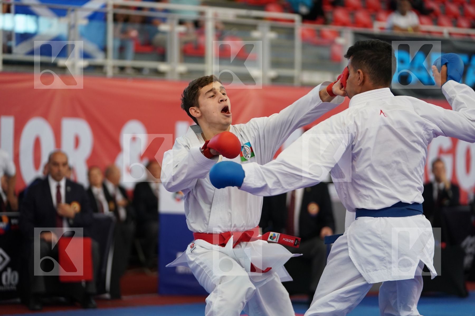 LOTFY AHMED AIMAN (EGYPT) vs MAMMADLI HUSEYN (AZERBAIJAN) in Junior Kumite Male -61 Kg - Podium ceremony