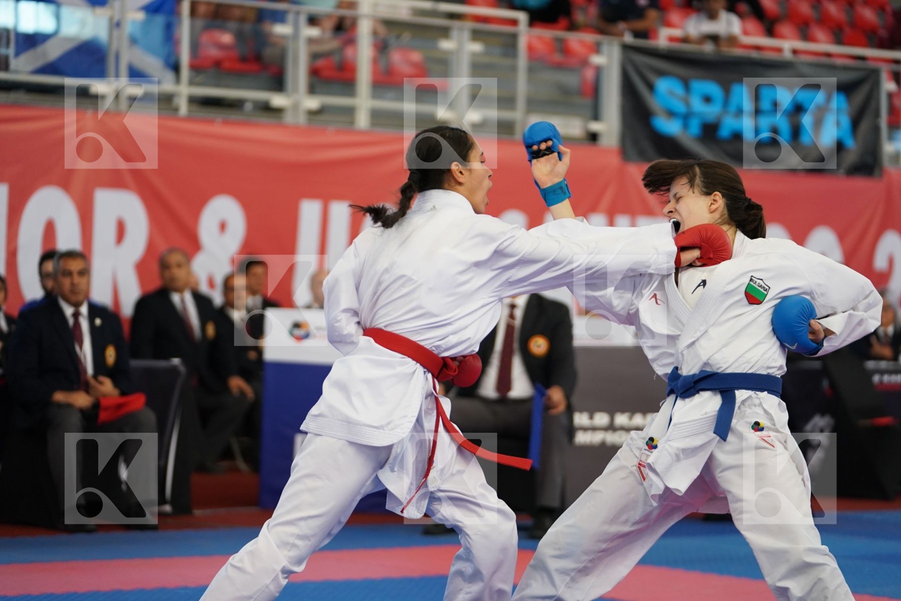 CHARIF ASSMA (FRANCE) vs KAMENOVA IVANA (BULGARIA) in Junior Kumite Female -53Kg - Podium ceremony
