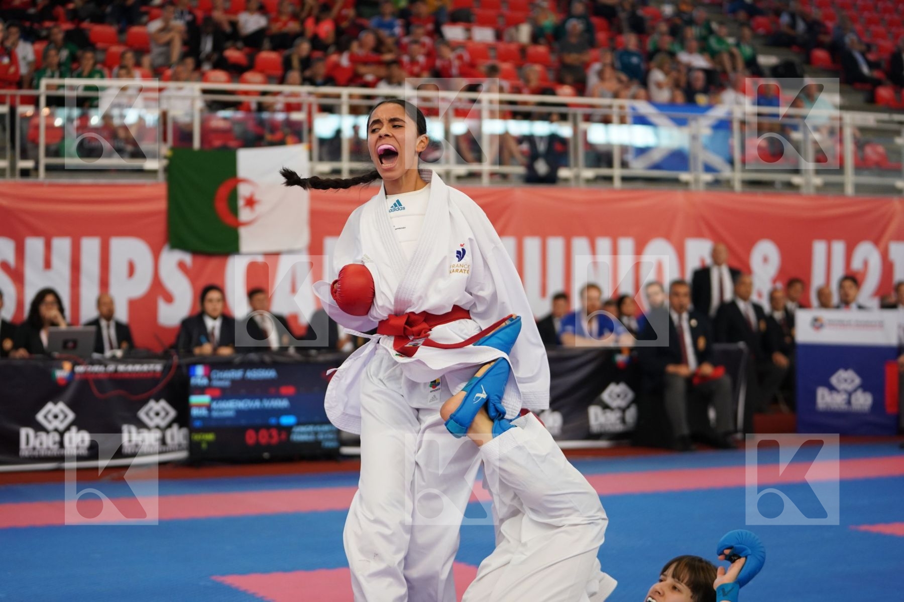 CHARIF ASSMA (FRANCE) vs KAMENOVA IVANA (BULGARIA) in Junior Kumite Female -53Kg - Podium ceremony