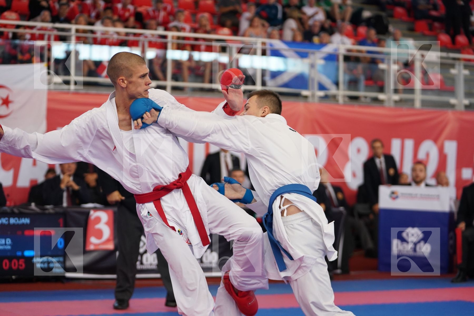 BOSKOVIC BOJAN (MONTENEGRO) vs GRETSKII DANIIL (RUSSIAN FEDERATION) in Junior Kumite Male -68 Kg - Podium ceremony
