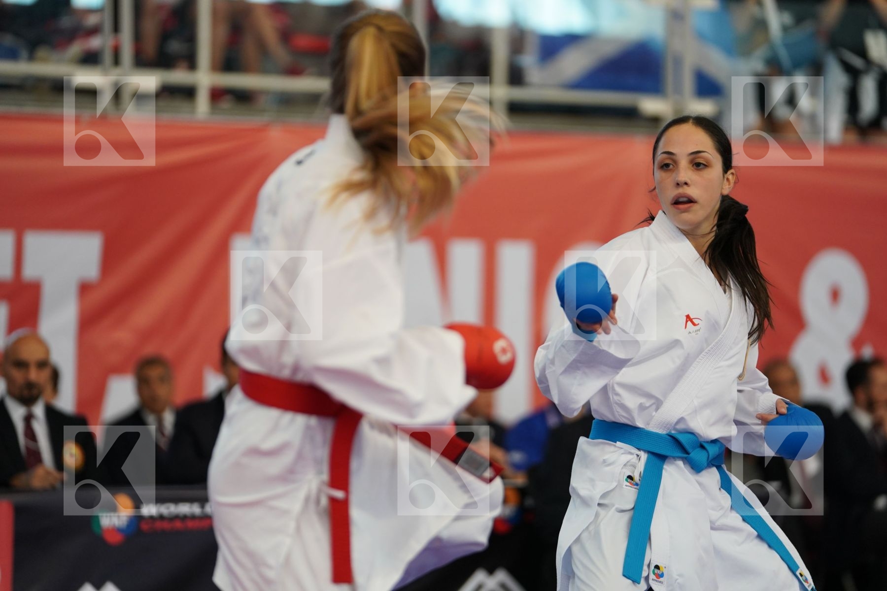 PEROVIC IVANA (SERBIA) vs HANDELSBY NORA BENEDICTE (NORWAY) in Junior Kumite Female -59 Kg - Podium ceremony
