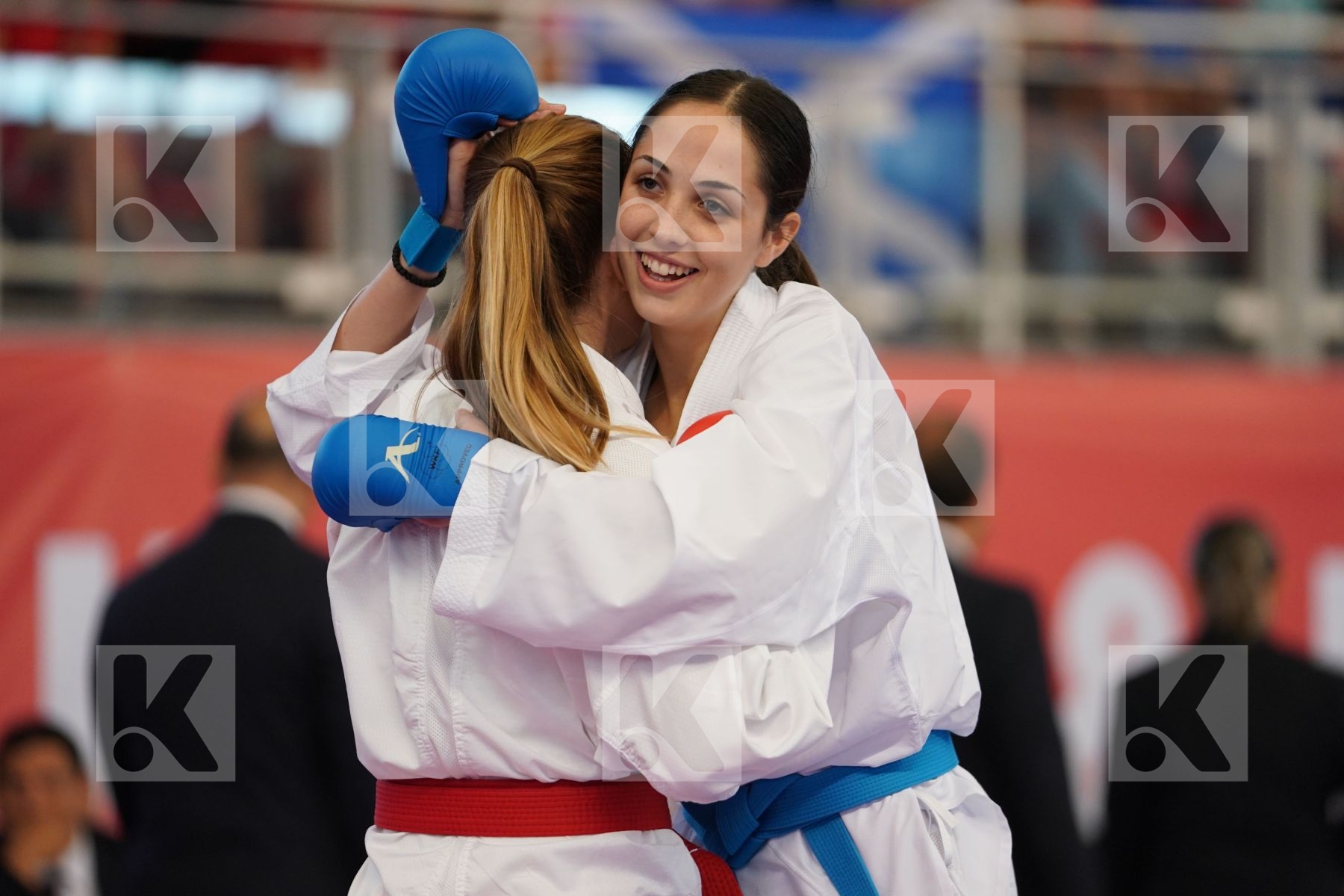 PEROVIC IVANA (SERBIA) vs HANDELSBY NORA BENEDICTE (NORWAY) in Junior Kumite Female -59 Kg - Podium ceremony