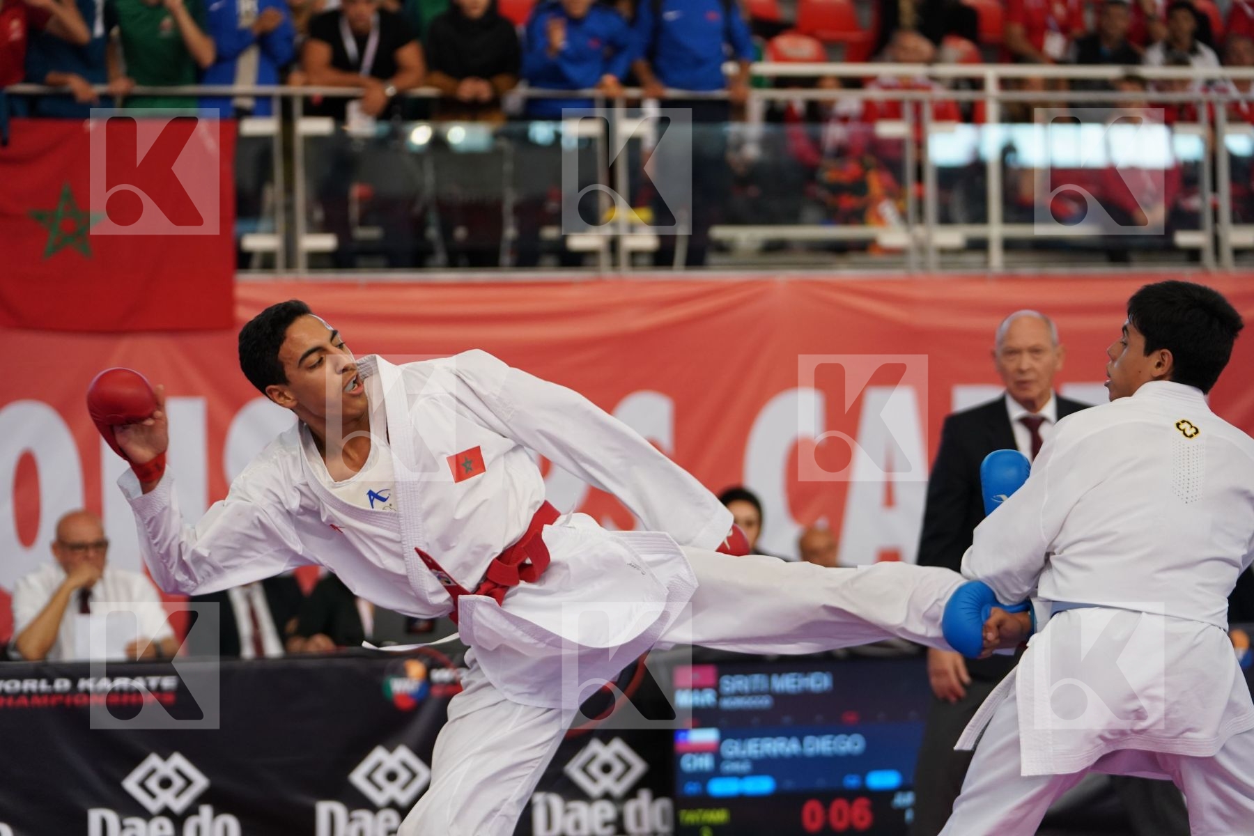 SRITI MEHDI (MOROCCO) vs GUERRA DIEGO (CHILE) in Junior Kumite Male -76 Kg - Podium ceremony