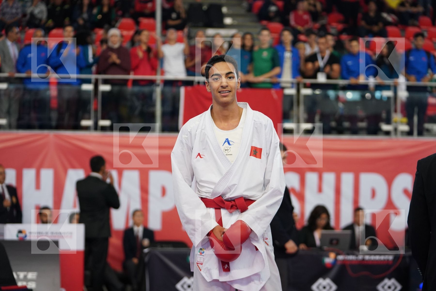 SRITI MEHDI (MOROCCO) vs GUERRA DIEGO (CHILE) in Junior Kumite Male -76 Kg - Podium ceremony
