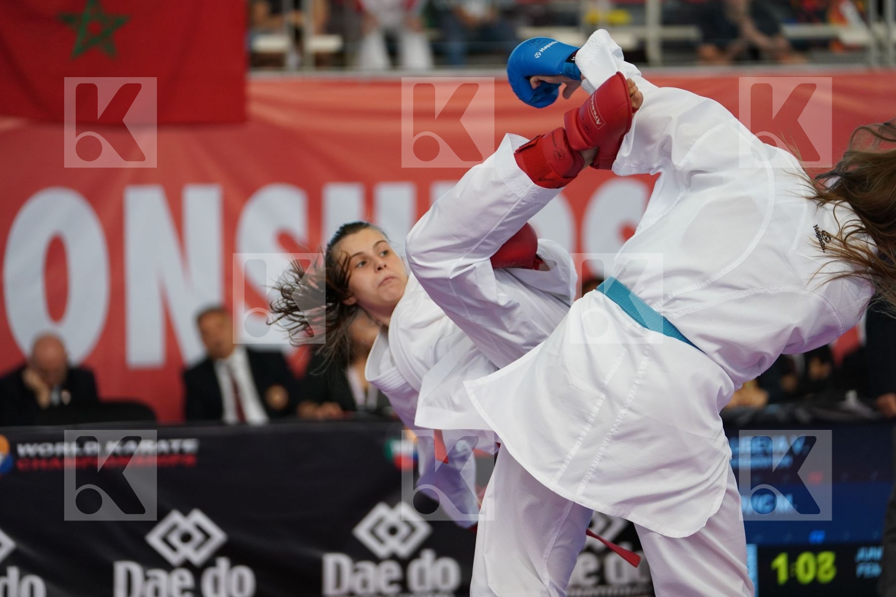 VUKOVIC MARINA (AUSTRIA) vs GOLUBEVA VALERIIA (RUSSIAN FEDERATION) in Junior Kumite Female 59+ Kg - Podium ceremony