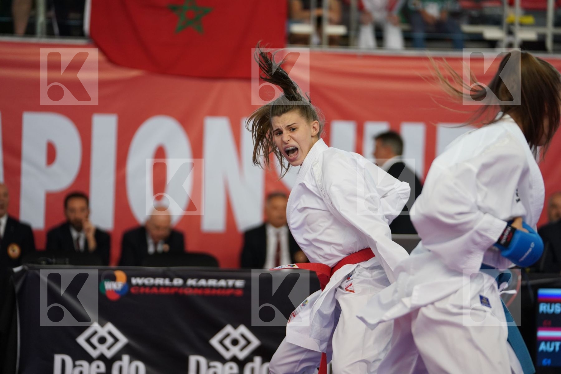 VUKOVIC MARINA (AUSTRIA) vs GOLUBEVA VALERIIA (RUSSIAN FEDERATION) in Junior Kumite Female 59+ Kg - Podium ceremony