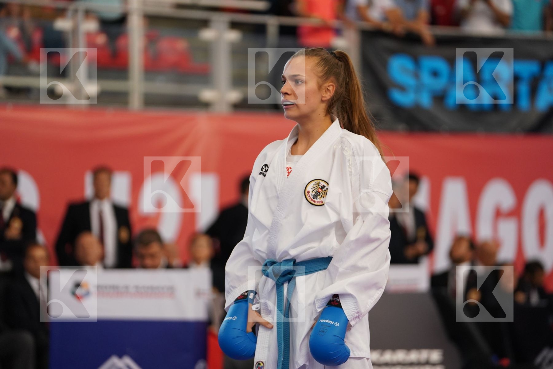 VUKOVIC MARINA (AUSTRIA) vs GOLUBEVA VALERIIA (RUSSIAN FEDERATION) in Junior Kumite Female 59+ Kg - Podium ceremony