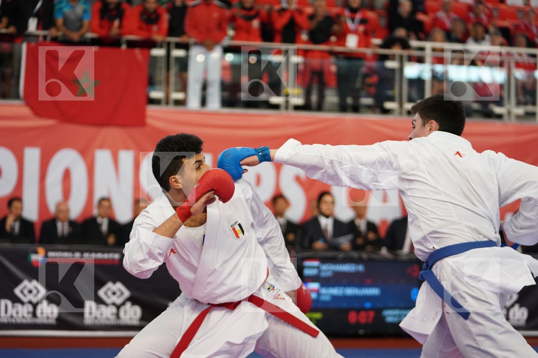 MOHAMED HAZEM AHMED (EGYPT) vs NUNEZ BENJAMIN (CHILE) in Junior Kumite Male 76+ Kg - Podium ceremony