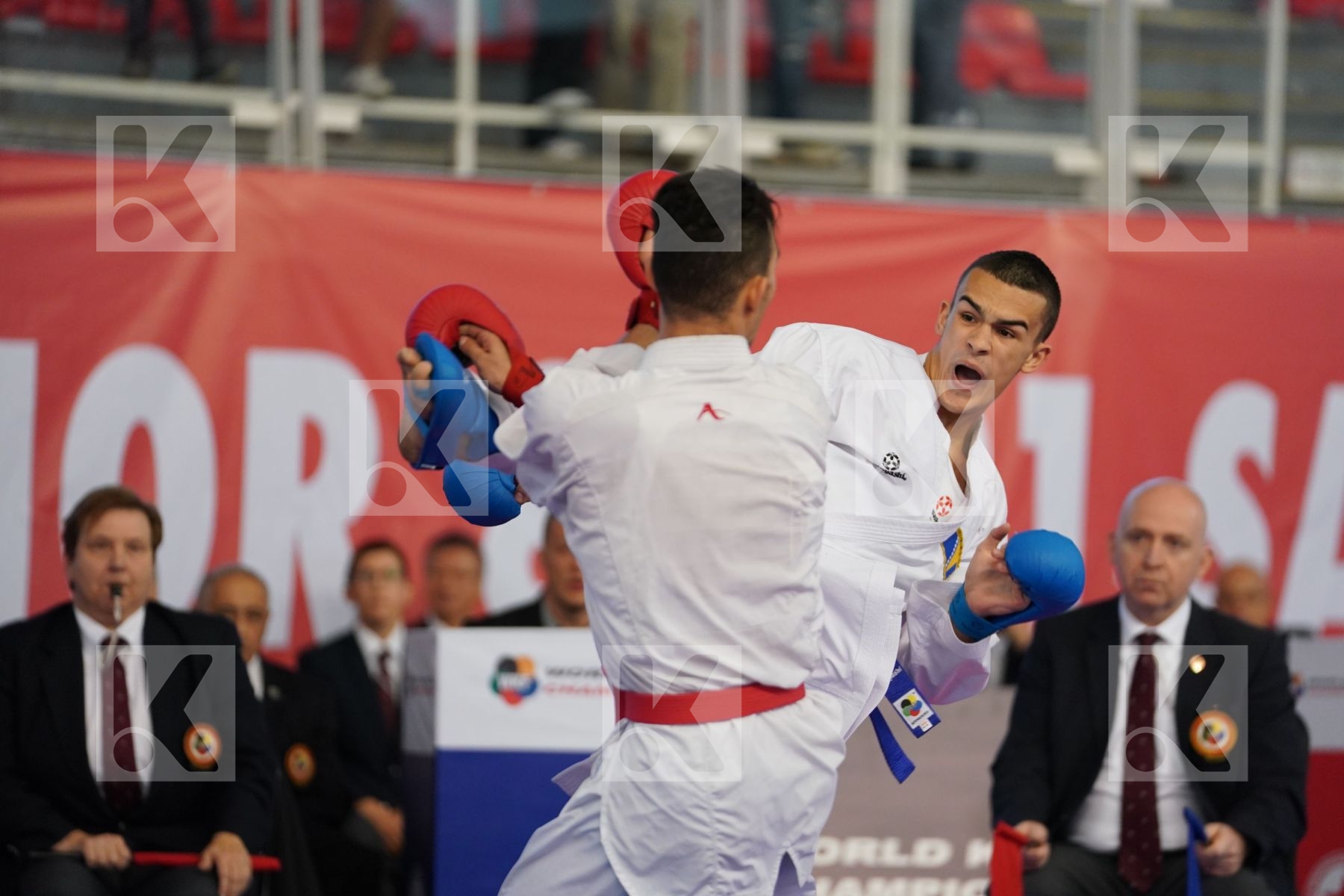 SEKOURI YASSINE (MOROCCO) vs TURULJA HAMZA (BOSNIA AND HERZEGOVINA) in Under 21 Kumite Male -75 Kg - Podium ceremony