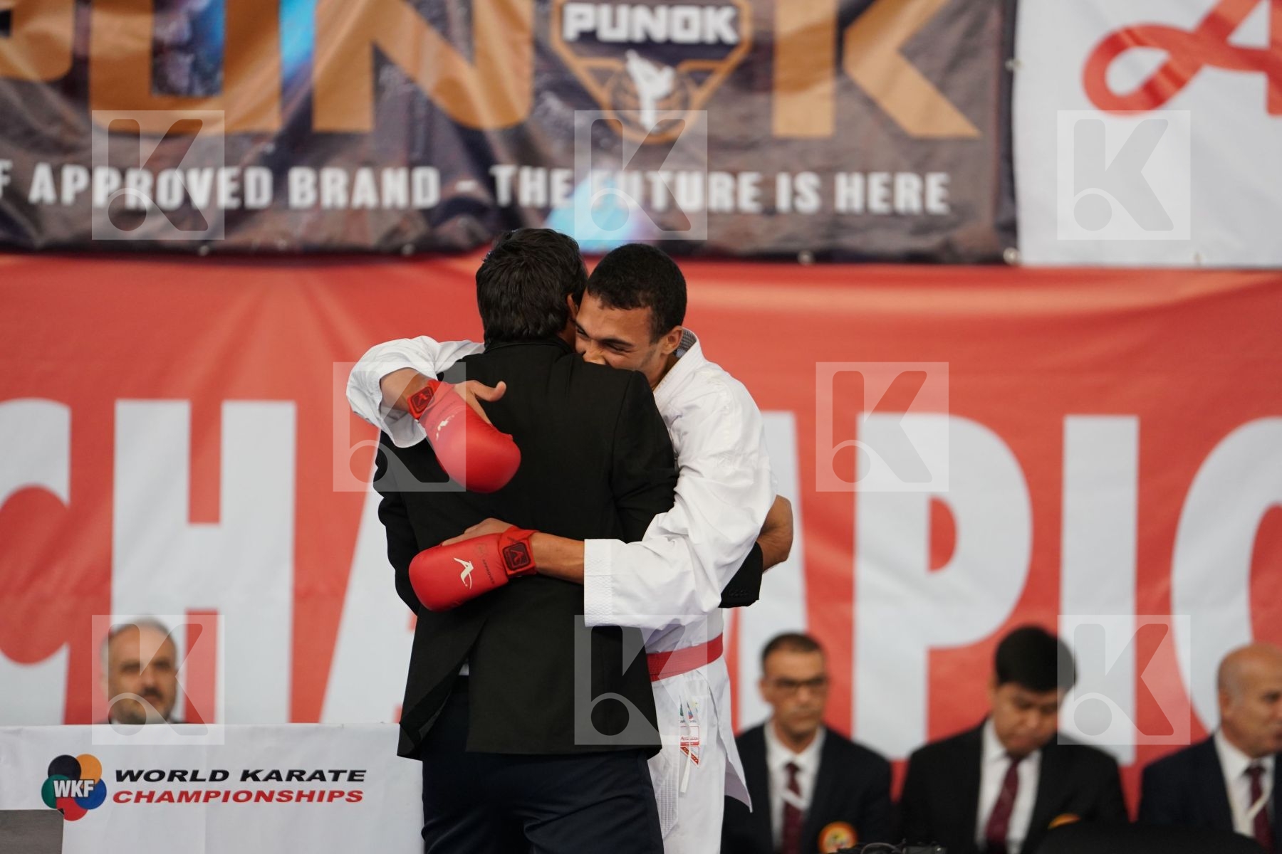SLIMANI THAMEUR (TUNISIA) vs ABDESSELEM RAYBAK (FRANCE) in Under 21 Kumite Male -84 Kg - Podium ceremony