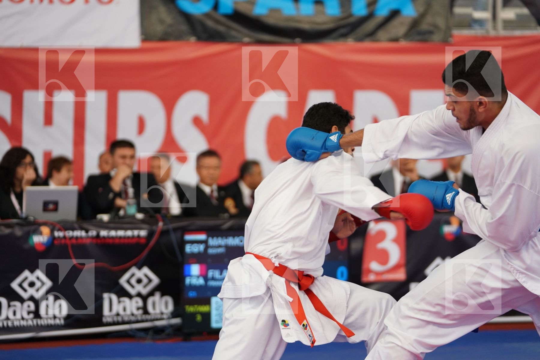 MAHMOUD TAHA TAREK (EGYPT) vs FILALI MEHDI (FRANCE) in Under 21 Kumite Male 84+ Kg - Podium ceremony