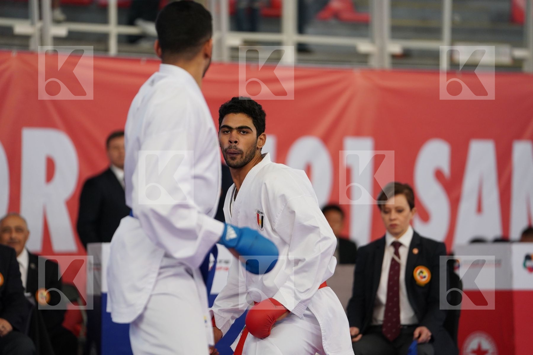 MAHMOUD TAHA TAREK (EGYPT) vs FILALI MEHDI (FRANCE) in Under 21 Kumite Male 84+ Kg - Podium ceremony