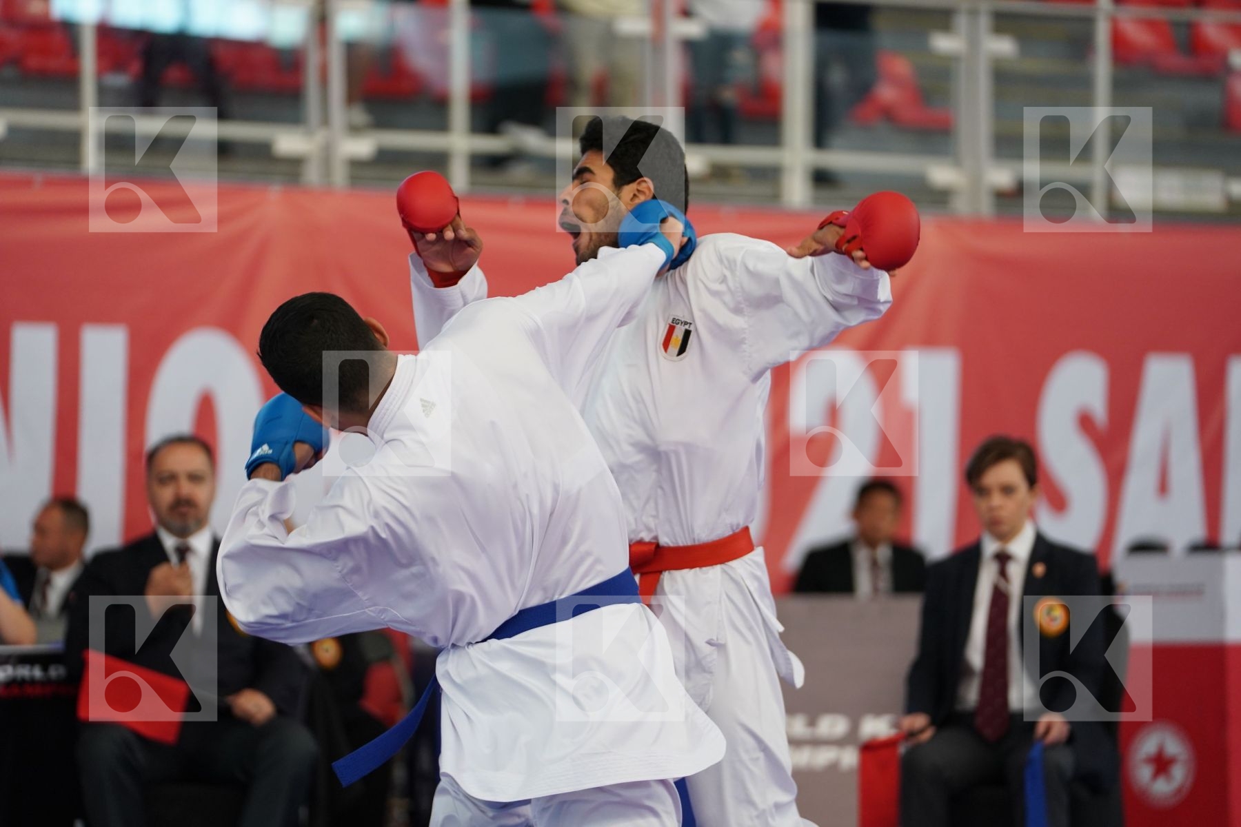 MAHMOUD TAHA TAREK (EGYPT) vs FILALI MEHDI (FRANCE) in Under 21 Kumite Male 84+ Kg - Podium ceremony