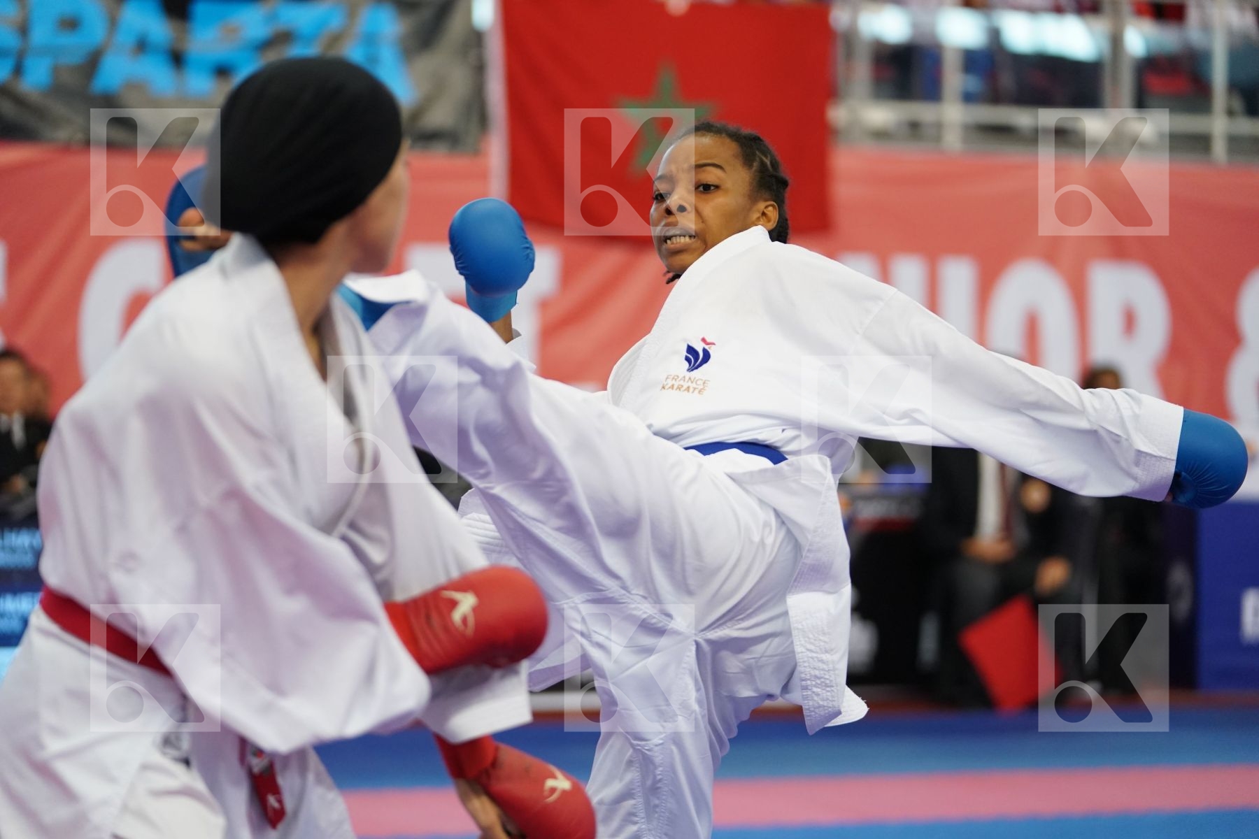 ELHAYTI CHAIMAE (MOROCCO) vs AHMED NISWA (FRANCE) in Under 21 Kumite Female -50 Kg - Podium ceremony