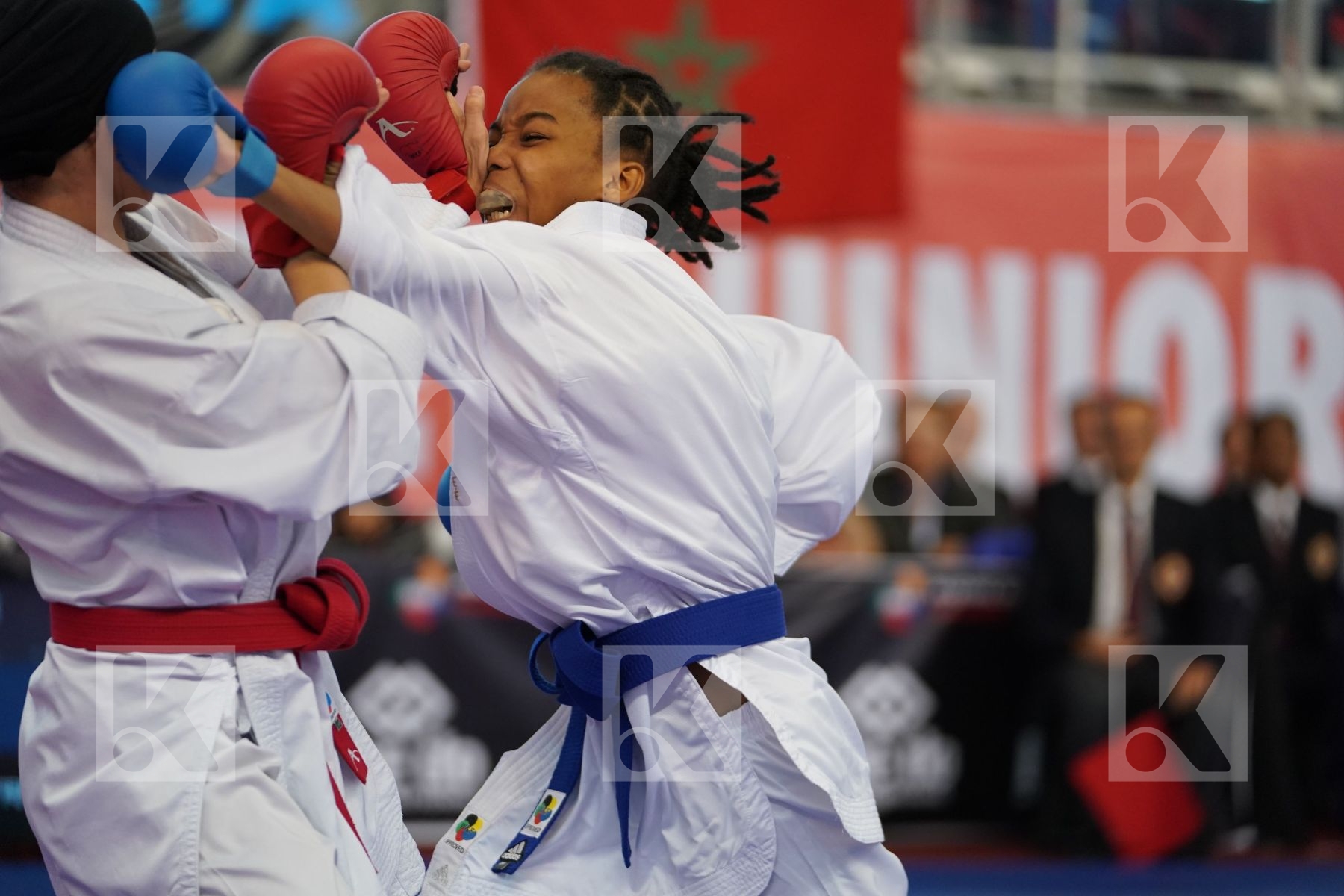 ELHAYTI CHAIMAE (MOROCCO) vs AHMED NISWA (FRANCE) in Under 21 Kumite Female -50 Kg - Podium ceremony