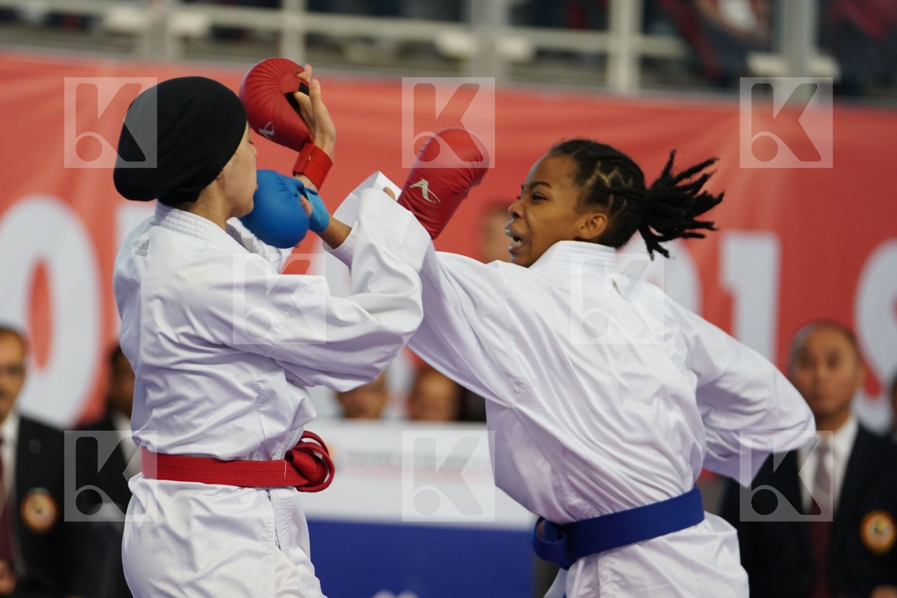 ELHAYTI CHAIMAE (MOROCCO) vs AHMED NISWA (FRANCE) in Under 21 Kumite Female -50 Kg - Podium ceremony