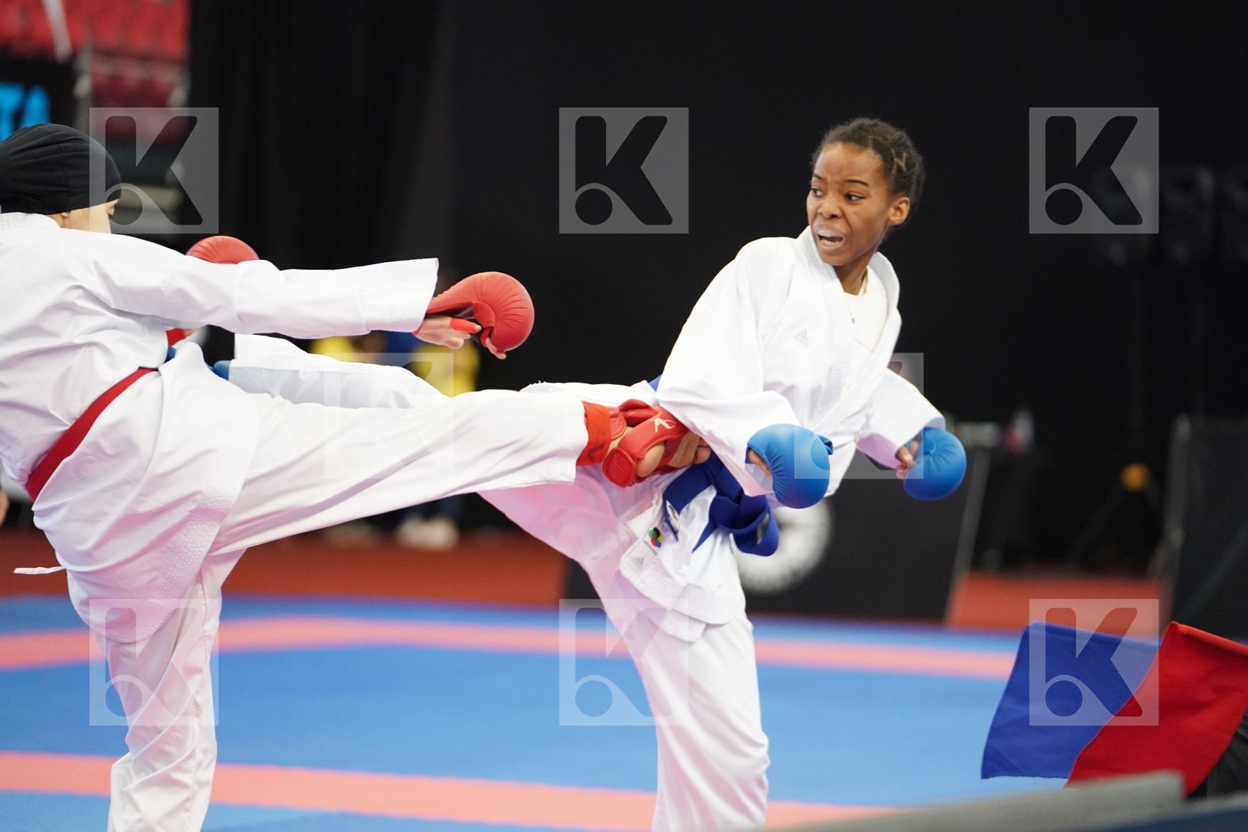 ELHAYTI CHAIMAE (MOROCCO) vs AHMED NISWA (FRANCE) in Under 21 Kumite Female -50 Kg - Podium ceremony