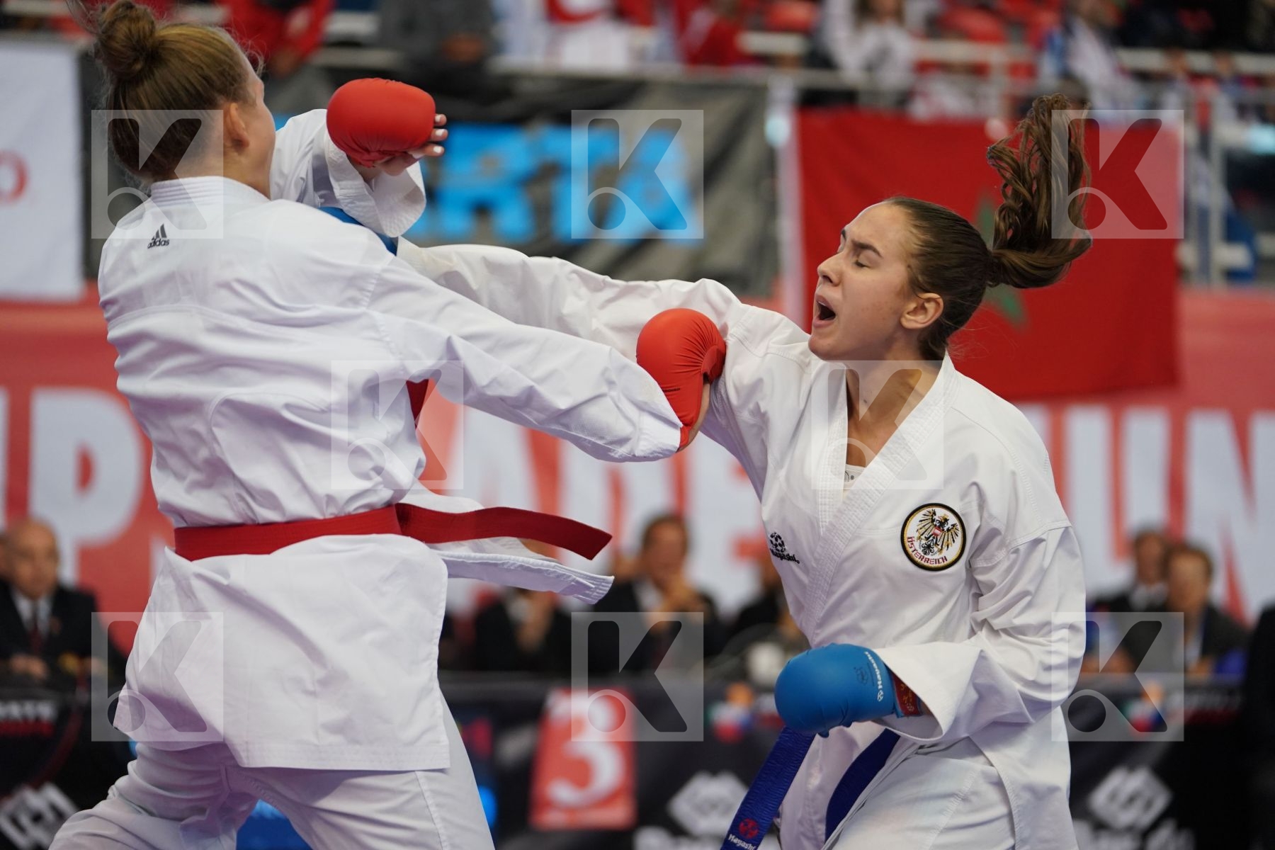 LESJAK LUCIJA (CROATIA) vs ZILLER LORA (AUSTRIA) in Under 21 Kumite Female 68+ Kg - Podium ceremony