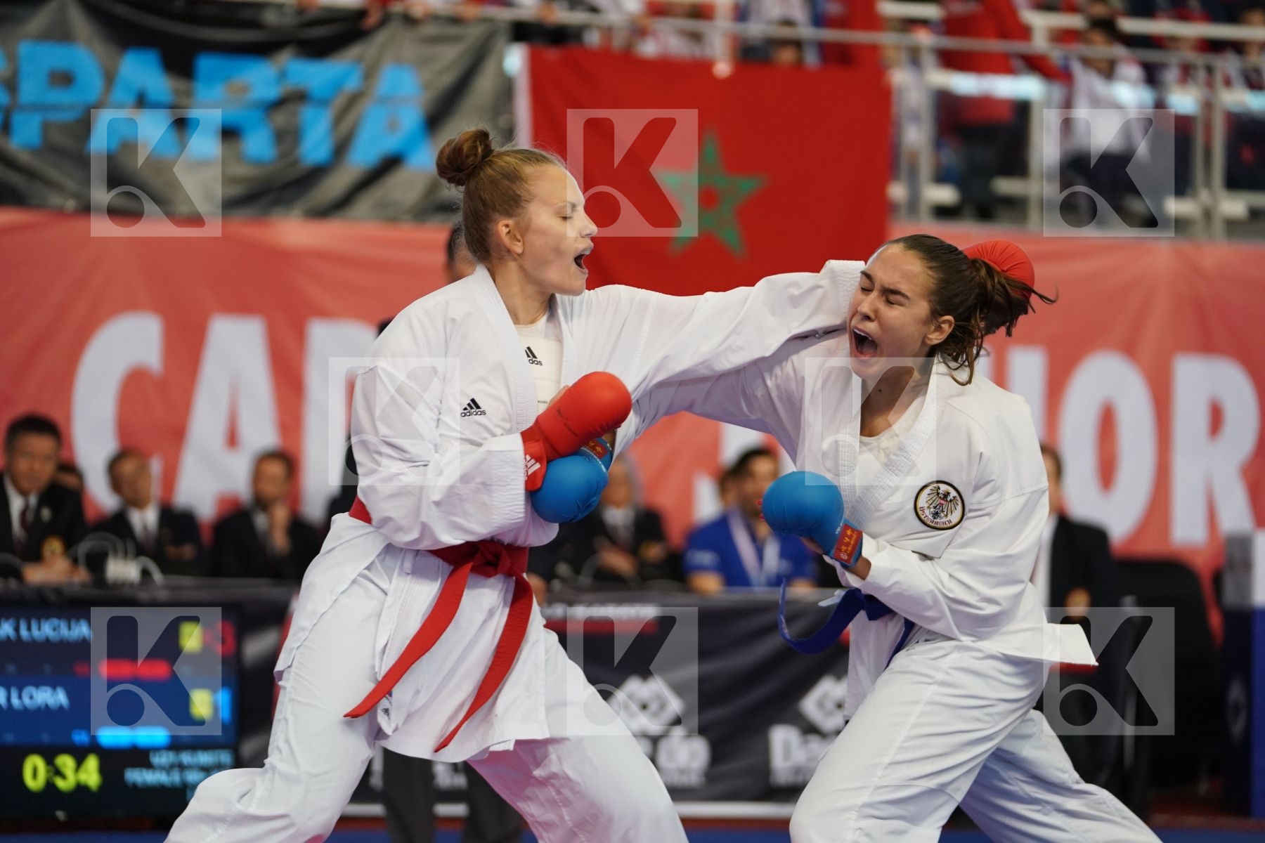 LESJAK LUCIJA (CROATIA) vs ZILLER LORA (AUSTRIA) in Under 21 Kumite Female 68+ Kg - Podium ceremony