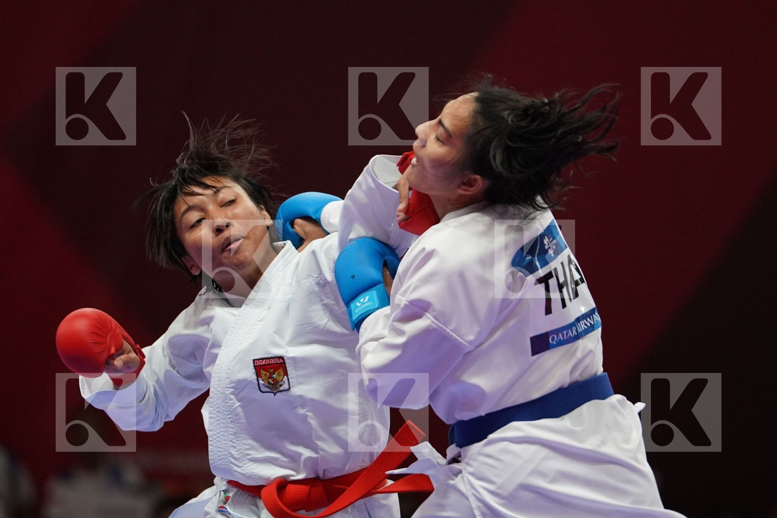 COKORDA ISTRI AGUNG SANISTYARANI (INDONESIA) vs TIPPAWAN KHAMSI (THAILAND) in Senior Kumite -55 Kg - Qualification